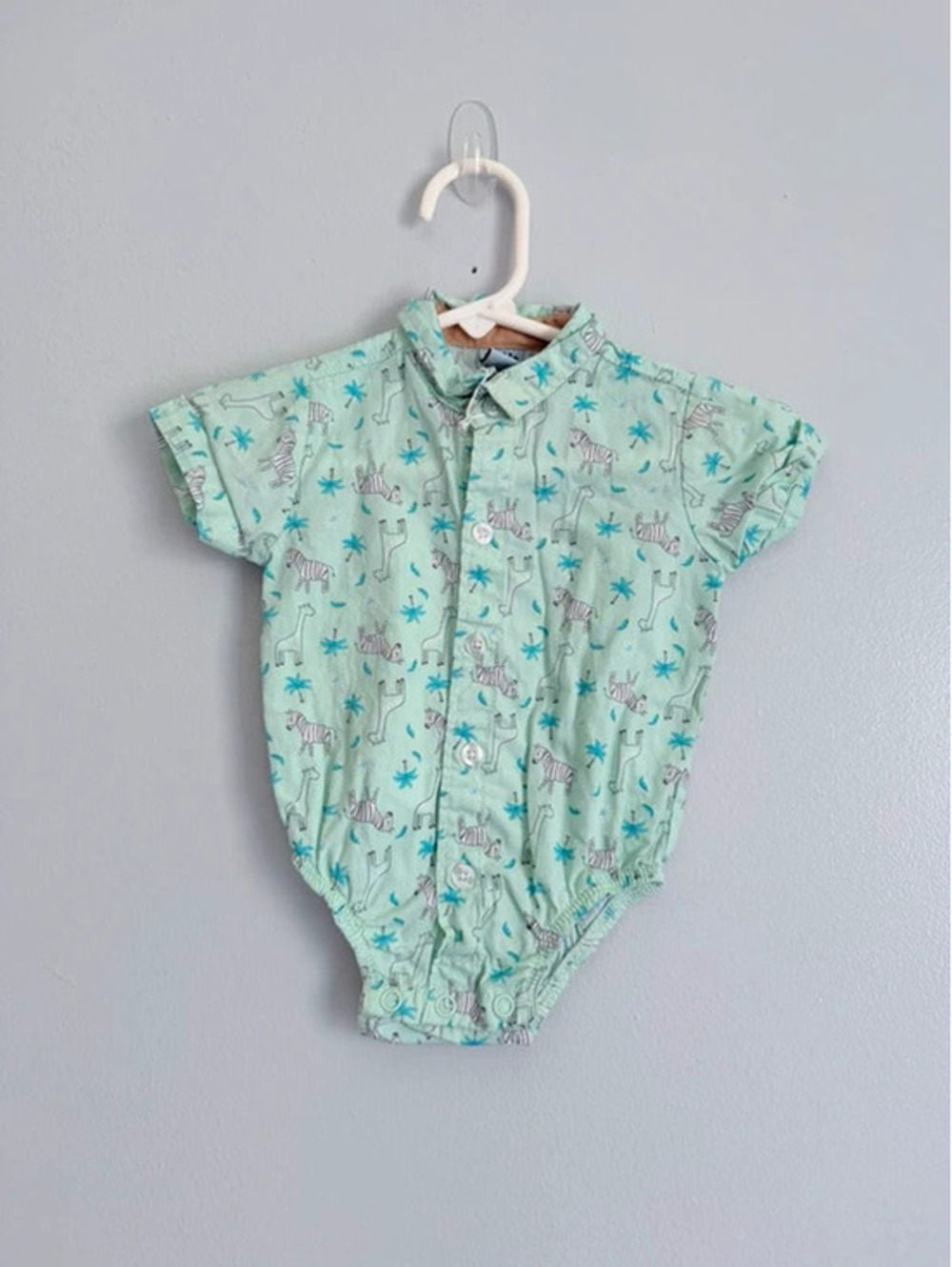 Little Lass Safari Animal Button-Up Bodysuit 3/6M